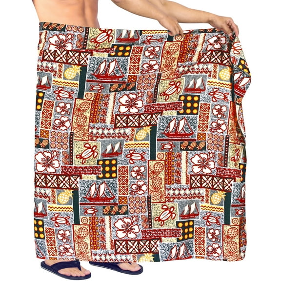 HAPPY BAY Men's Pareo Standard Surfing Sarong Full Beach Wrap One Size Grey-F326 Summer Vacation Party
