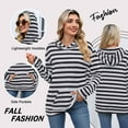 thumbnail image 7 of TEMOFON Women's Hoodies with Pockets Long Sleeve Pullover Sweatshirts Casual Fall Winter Striped Hoodie Tops, 7 of 7