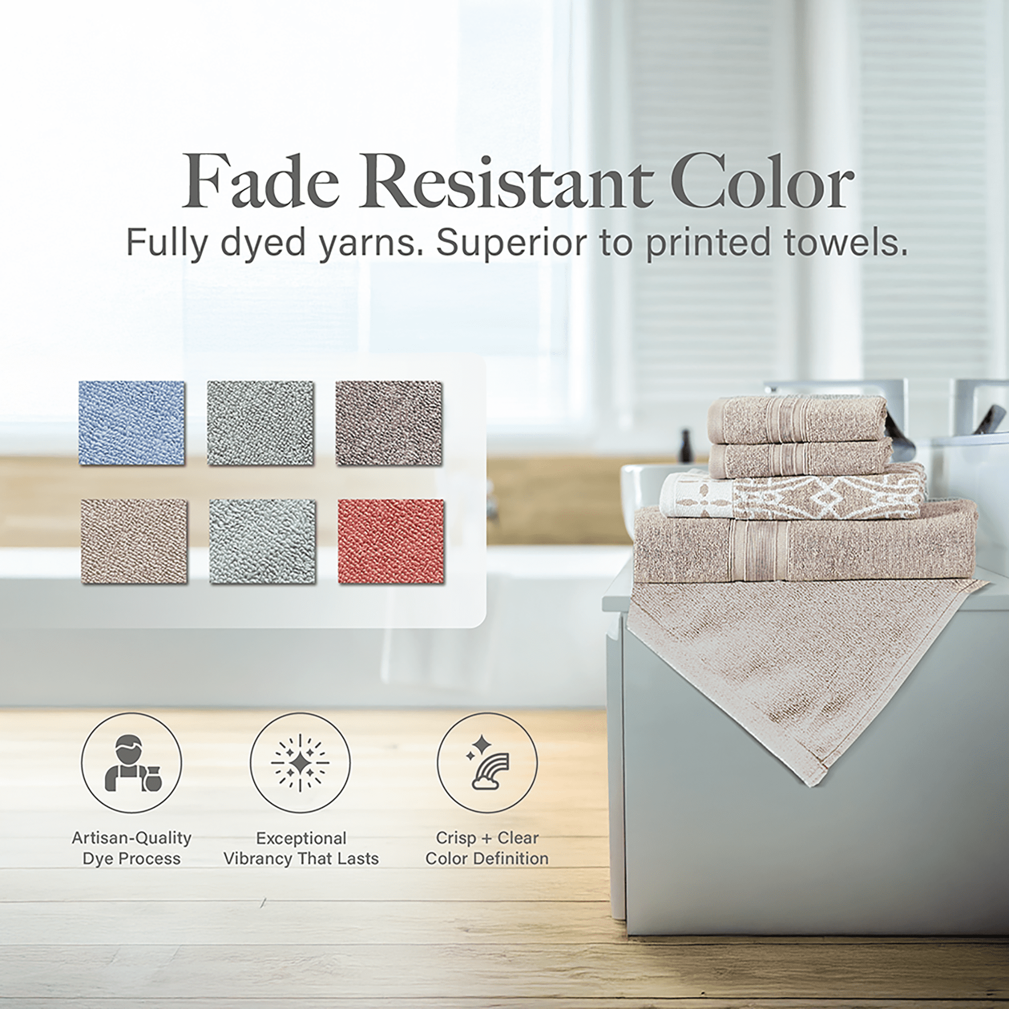 Modern Threads Monroe 6-Piece Cotton Bath Towel Set, Fawn