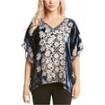 thumbnail image 2 of Karen Kane Womens Burnout Velvet Pullover Blouse, Blue, Small, 2 of 2