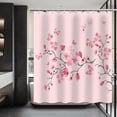 thumbnail image 3 of Pink Shower Curtain Cherry Blossom Shower Curtain Sakura Plum Blossom Cute Branch Ink Flowers Plant Pink Floral Butterfly Spring Bathroom Decor Set with 12 Hooks 72x72 inches, 3 of 6