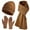 Brown, variant on Winter Beanie Hat and Gloves Scarf Sets for Men and Women，Wine red