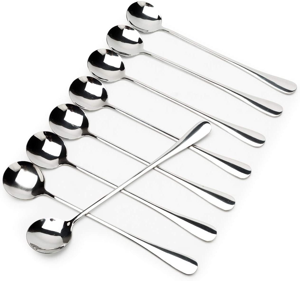 18/8 Wenkoni Stirring Spoons,Iced Tea Spoons Set of 8. Color: Silver SUS 304 Creative Stainless Steel Long Handle 7.8 Rose handle Spoons, . 