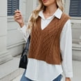 thumbnail image 5 of Women's Fashion Casual New Style Slim V-Neck Sleeveless Waistcoat Knit Sweater Top for Women Stylish Knit Vest Cardigan Sleeveless Sweater Top, 5 of 7