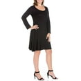thumbnail image 3 of 24seven Comfort Apparel Plus Size Classic Long Sleeve Flared Mini Dress, 3 of 4