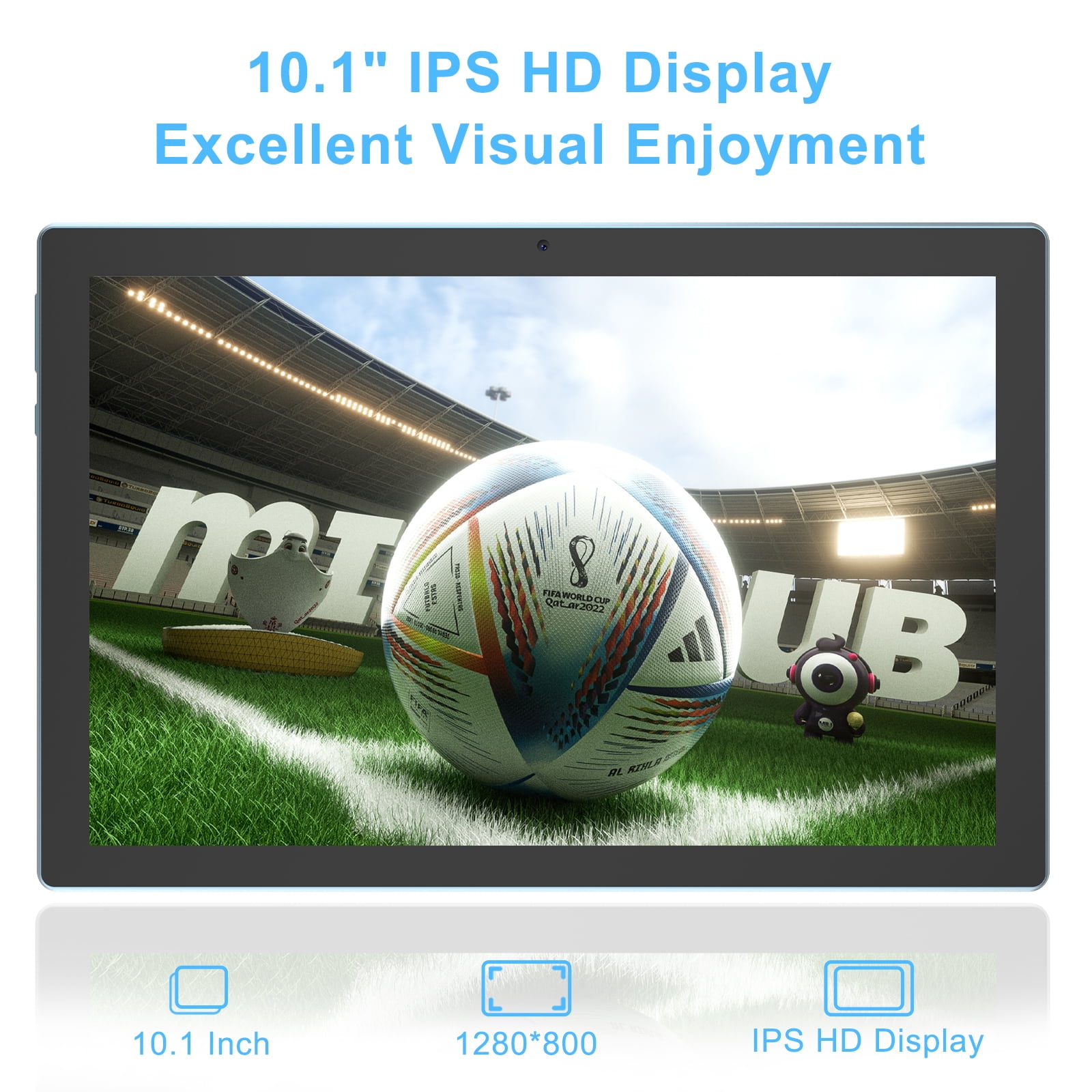 Android 15 Tablet 10 inch Tablets with Case, 12GB RAM + 64GB ROM (Expand to 1TB), Quad Core Processor Tablets, 5G WiFi 6, BT5.0, 1280x800 IPS Touch Screen, 6000mAh Battery, 8MP Dual Camera, Blue