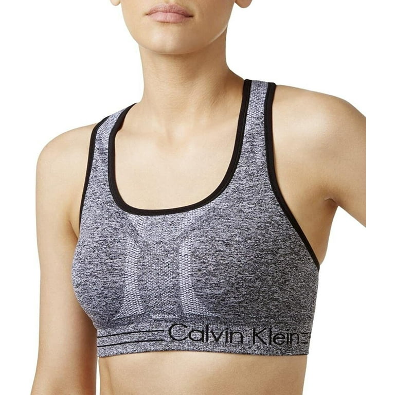 Calvin Klein Womens Medium Impact Reversible Sports Bra Gray Size