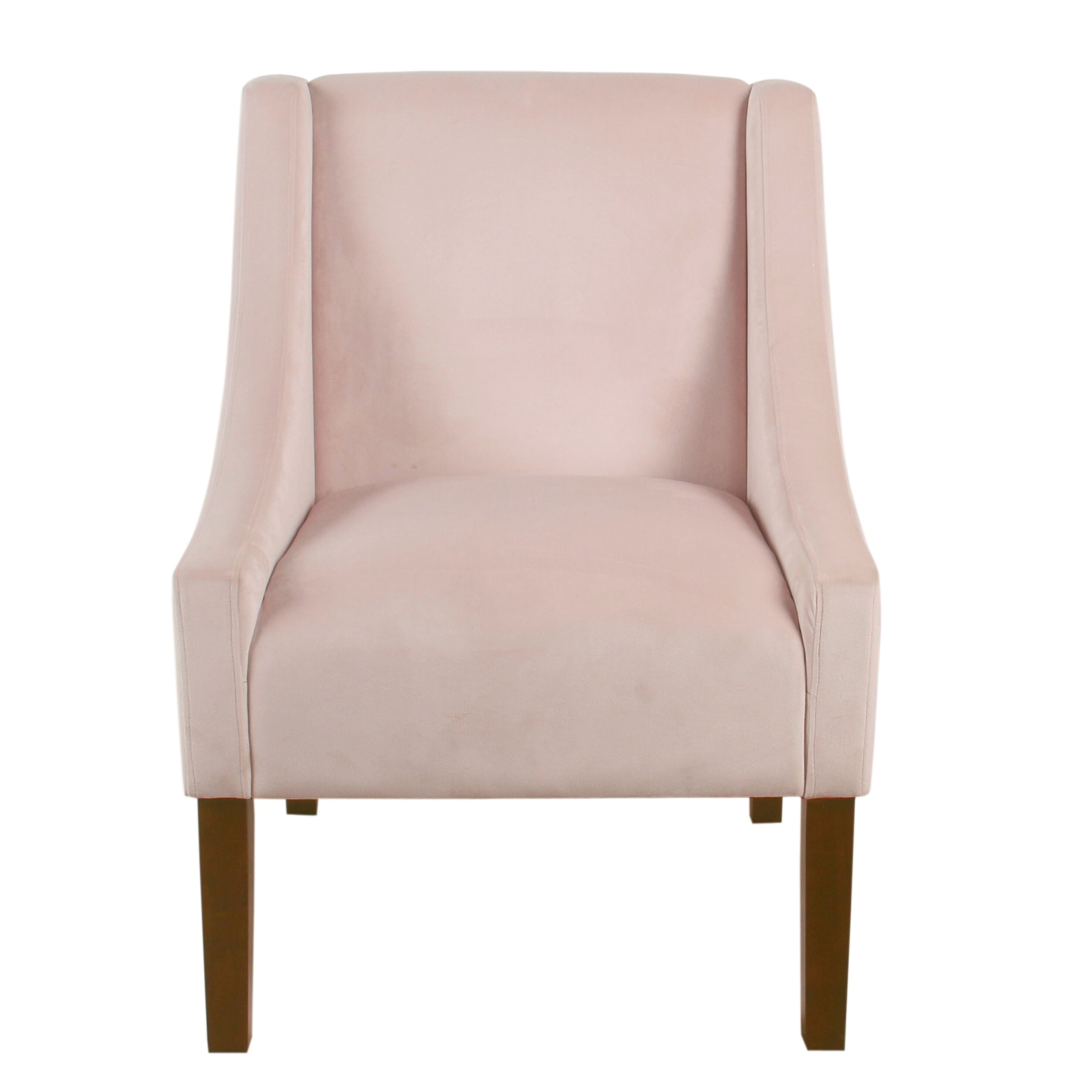 HomePop Modern Swoop Arm Accent Chair, Light Pink Velvet