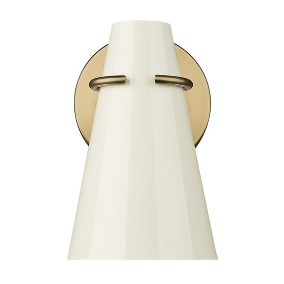 Golden Lighting Reeva 1-light Wall Sconce in Modern Brass and Glossy Ecru shade