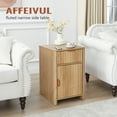 thumbnail image 4 of YOCWO Fluted Narrow Nightstand Set of 2 with Charging Station for Bedroom, Wood End Table with Drawer and Door for Living Room, Beige, 4 of 8