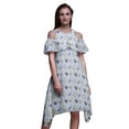 thumbnail image 1 of Bimba Robe Shift Épaules Dénudées Style Chic pour Femmes Imprimé Aquarelle Bleu Tunique d'Été - Moyen, 1 of 6