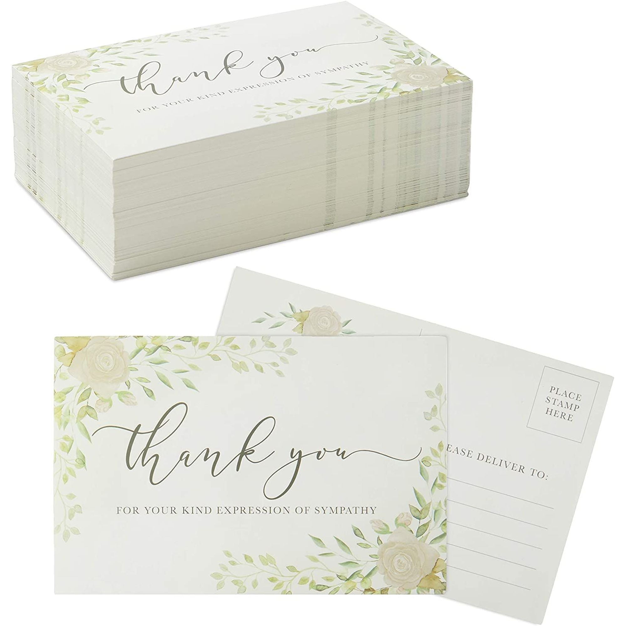 100Count Thank You Cards for Funeral, Sympathy Blank