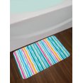 thumbnail image 2 of Pinstripe Bath Mat, Aquatic Colors Vertical Lines Torn Paper Effect Stripes on a Plain Background, Plush Bathroom Decor Mat with Non Slip Backing, 29.5" X 17.5", Multicolor, by Ambesonne, 2 of 2
