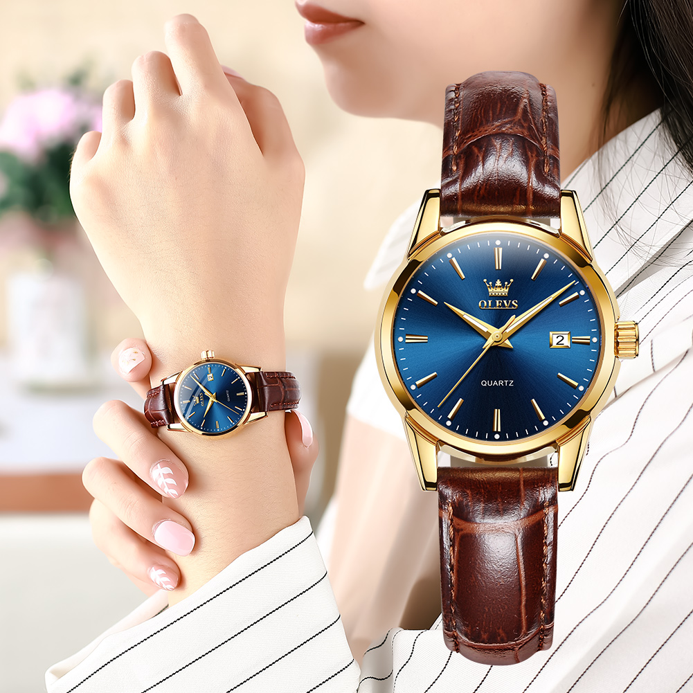 OLEVS Women's Business Dress Watch with Brown Leather Strap photo 7