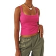 thumbnail image 2 of Lucakuins Mujeres Tank Tops, Color Sólido Básico Sin Mangas Escote Redondo Slim Fit Camisas Camisola Acanalada Tops Lucakuins moda, 2 of 6