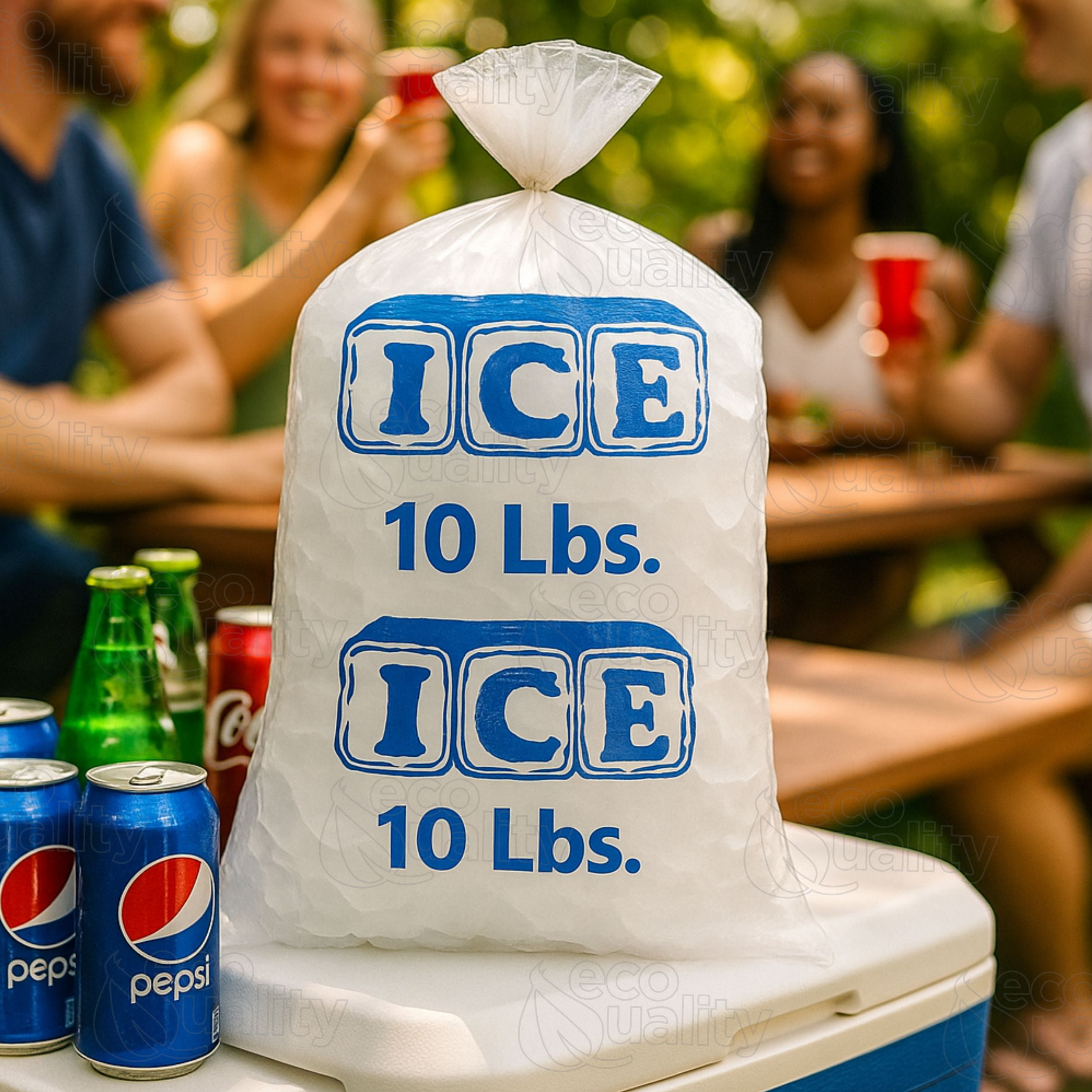 [150 Pack] 10 LB Clear Poly Ice Bags 11 in x 19 in x 1.5 mil - Durable and Heavy Duty Ice Bags Commercial Grade by EcoQuality