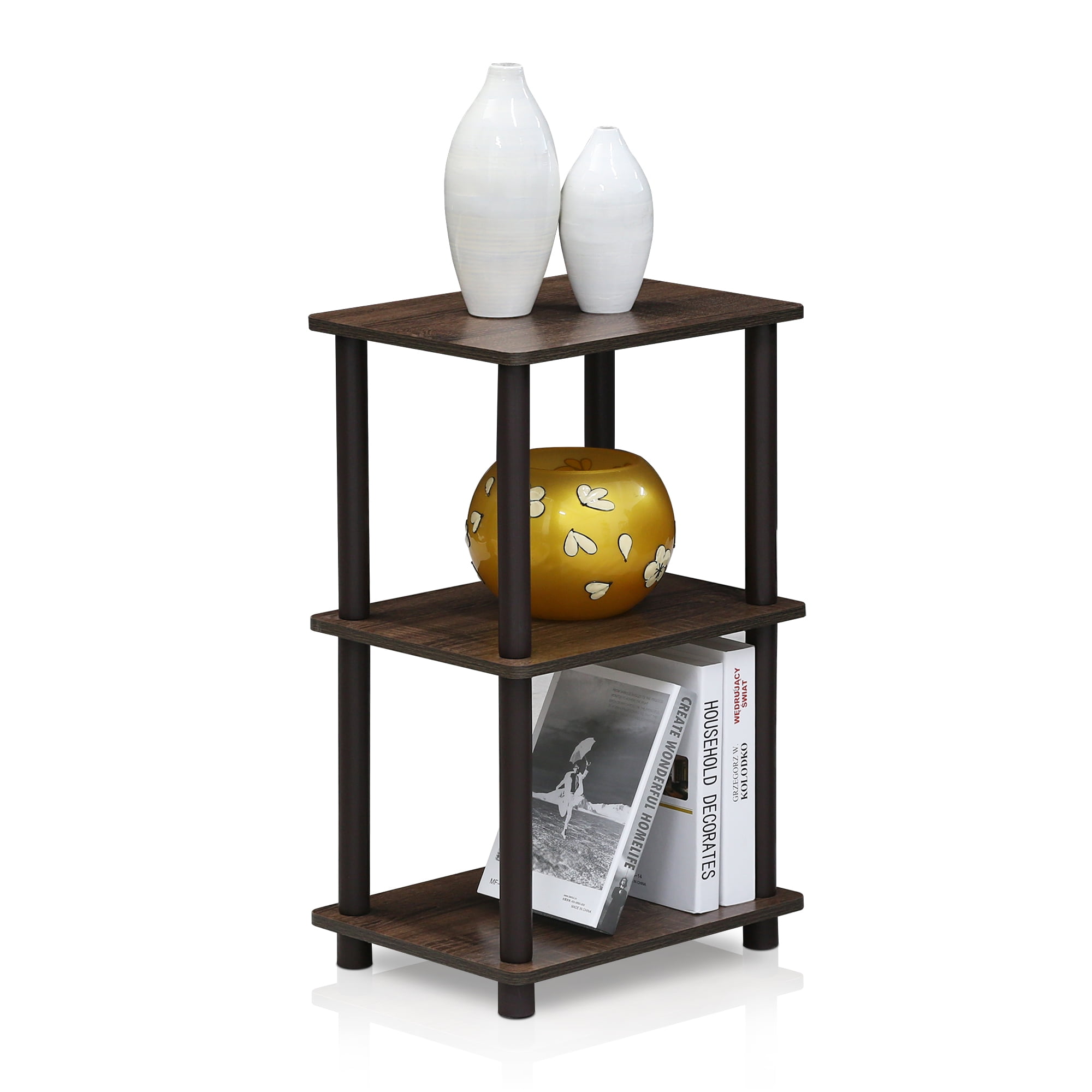 Furinno 16101WN/BR Turn-N-Tube 2 Space Shelf, Walnut/Brown