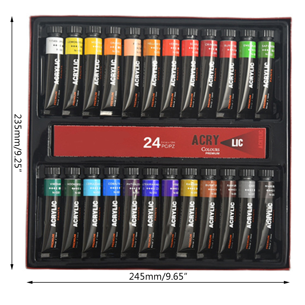 Set Di Colori Acrilici 24 Tubetti Da 12ml: Libera La Fantasia Su Tela, Legno E Stoffa!