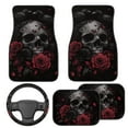 thumbnail image 2 of Pzuqiu Raven Skull Automotive Floor Mats with Car Steering Wheel Cover Driver Passenger and Rear Floor Mats for Additional Protection Easy to Install Universal Fit Interior 5-Piece Car Mats, 2 of 6