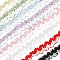 32 Yards(29.2m) 8 Colors Elastic Ruffle Ribbon for Sewing 15mm Wide Nylon Stretch Lace Trim Webbing Crocheted Lace Cord Ribbon for Wedding Garment Lace Choker Curtain Edge