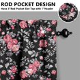 thumbnail image 5 of Pioneer Kitchen Curtains and Valance Set 24 Inch Tier Pink Rose Black Vector Image Curtains Small Drapes for Cafe Living Room Bathroom Farmhouse 3 Pieces Set Rod Pocket, 5 of 6
