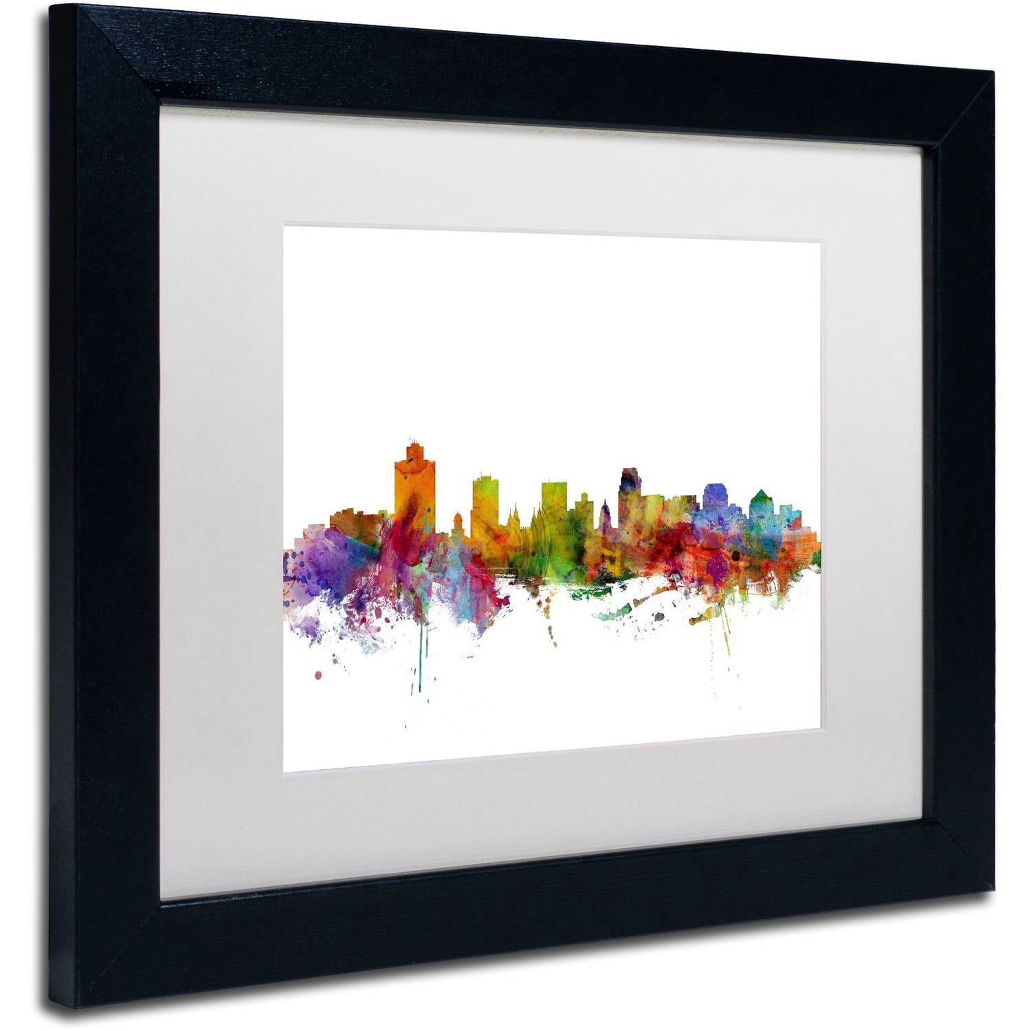 Trademark Fine Art 'Salt Lake City Skyline' Canvas Art by Michael Tompsett, White Matte, Black Frame