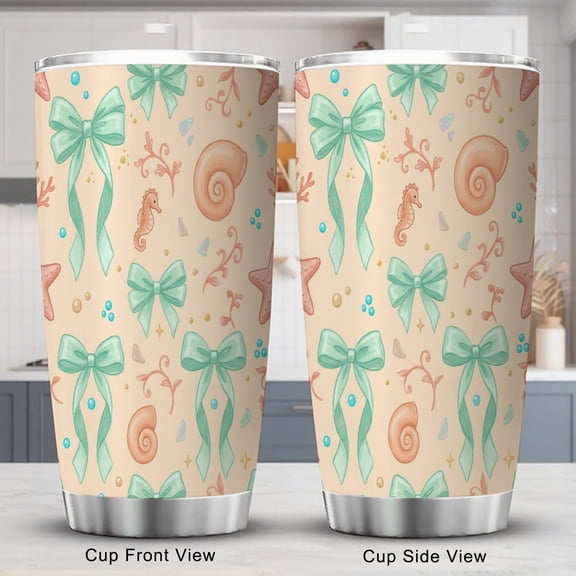 Bow Tumbler 20oz Blue Bow-Knot with Lid Travel Coffee Tumbler Cup for Holiday Birthday Women Friend