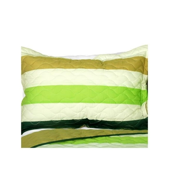 QTS01121-23 City of Glass - 3 Pieces Patchwork Quilt Set  Full & Queen Size - Green