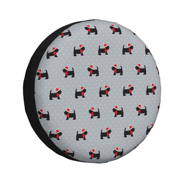 Balery Polka Dot Christmas Dog Cubiertas para Neumáticos - Protector Resistente para Neumáticos de Camioneta, SUV, Remolque, Camper y RV-16 inch