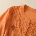 thumbnail image 3 of Womens Summer Gauze Tops Vintage Floral Embroidered 3/4 Sleeve Top Loose Fit Boho Dressy Casual Blouses Trendy, 3 of 7
