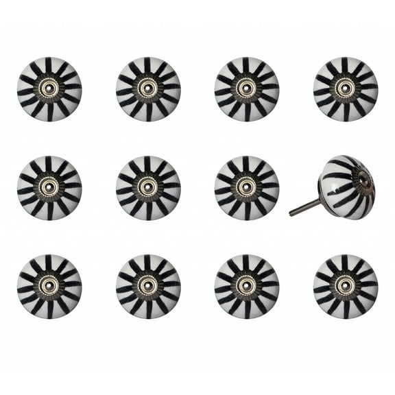 1.5" x 1.5" x 1.5" White Black and Silver  Knobs 12 Pack