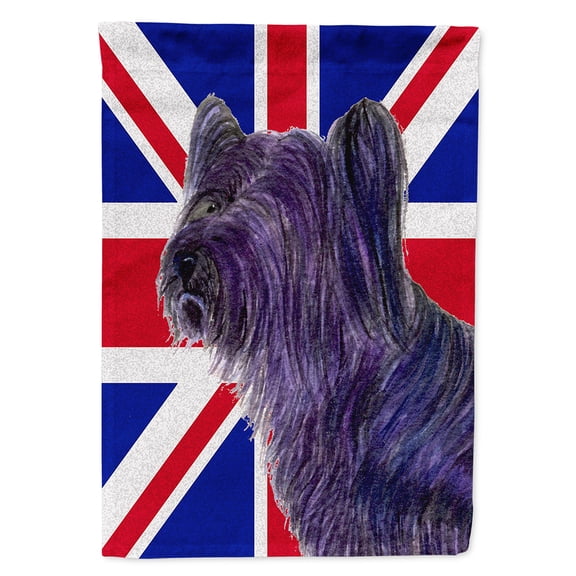 Skye Terrier with English Union Jack British Flag Garden Flag