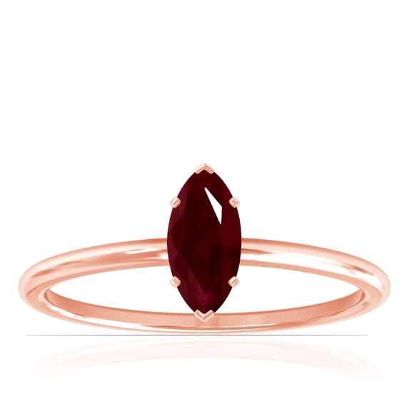 GemsNY July Birthstone - Dainty Marquise Four Prong Ruby Solitaire Ring (Grade - AA | 0.85cts.)