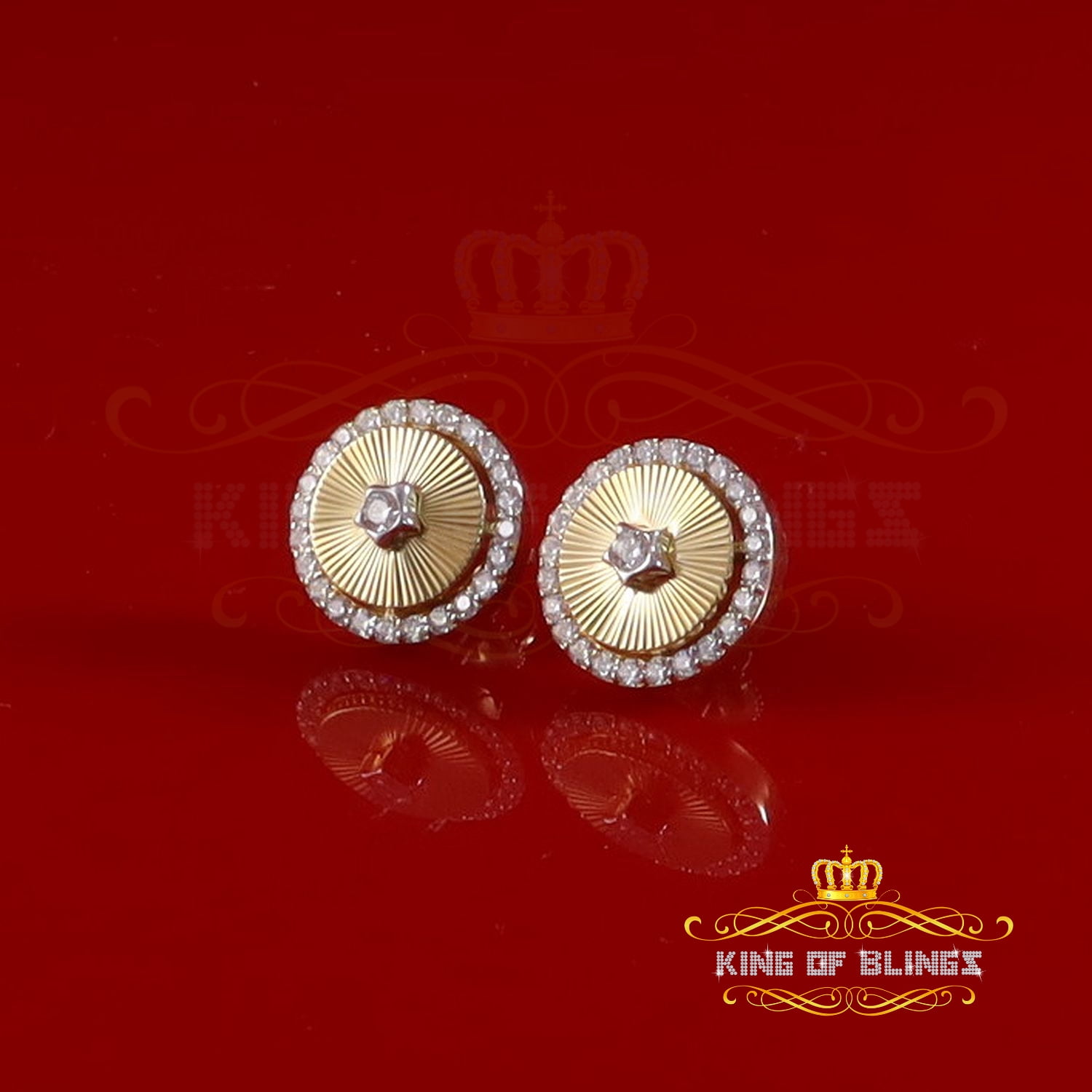 King of Bling's 2.50 ct VVS 'D' Moissanite Mens/Womens 925 Silver Yellow Stud Earrings