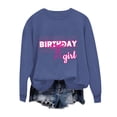 thumbnail image 5 of Youth Cute Bow Birthday Sweatshirt, Basic Crewneck Long Sleeve Shirt, Soft Breathable Fabric for Birthday Party Travel and Autumn Daily Wear Navy 120, 5 of 5