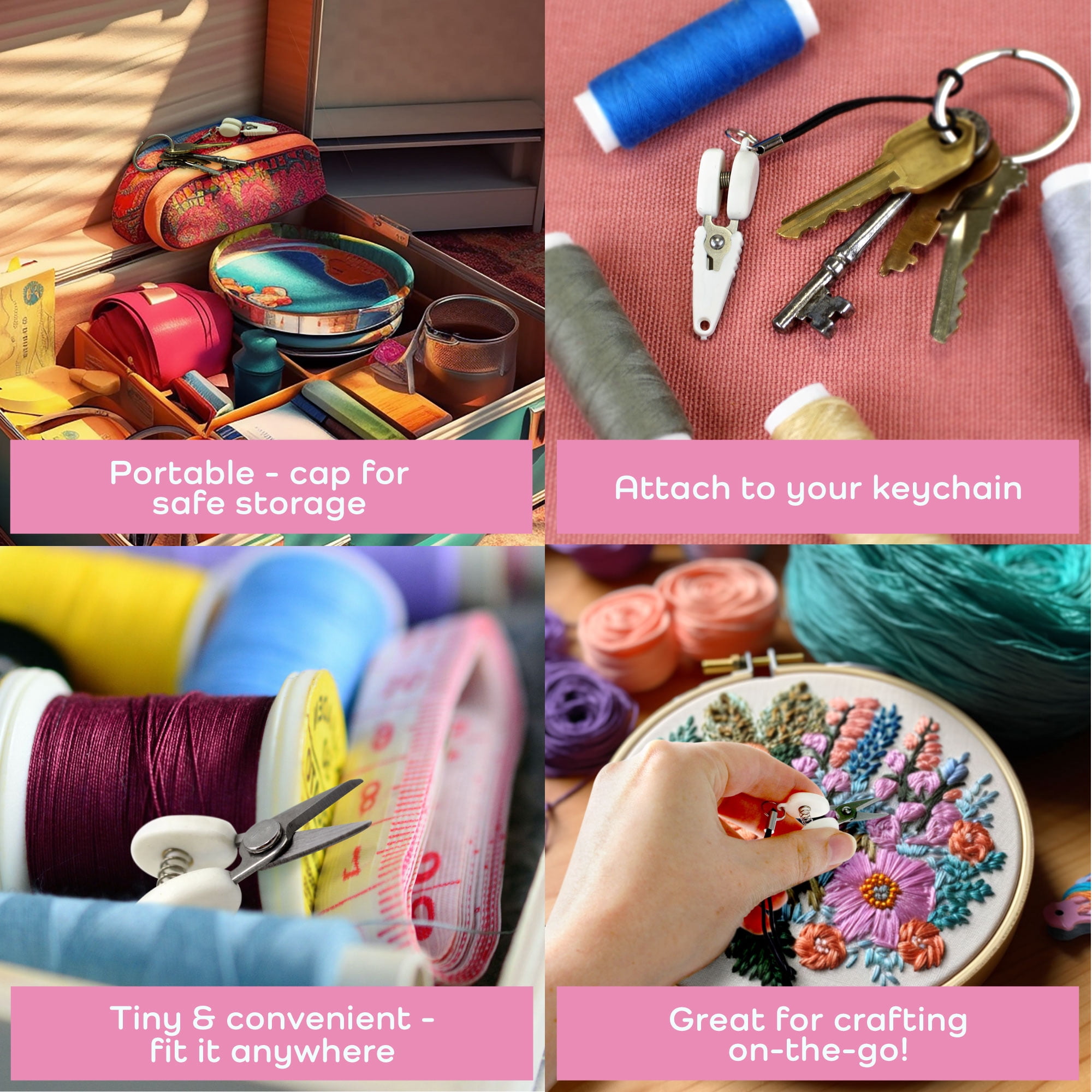 JubileeYarn Snippy Portable Keychain Scissors - White - 30 Pairs