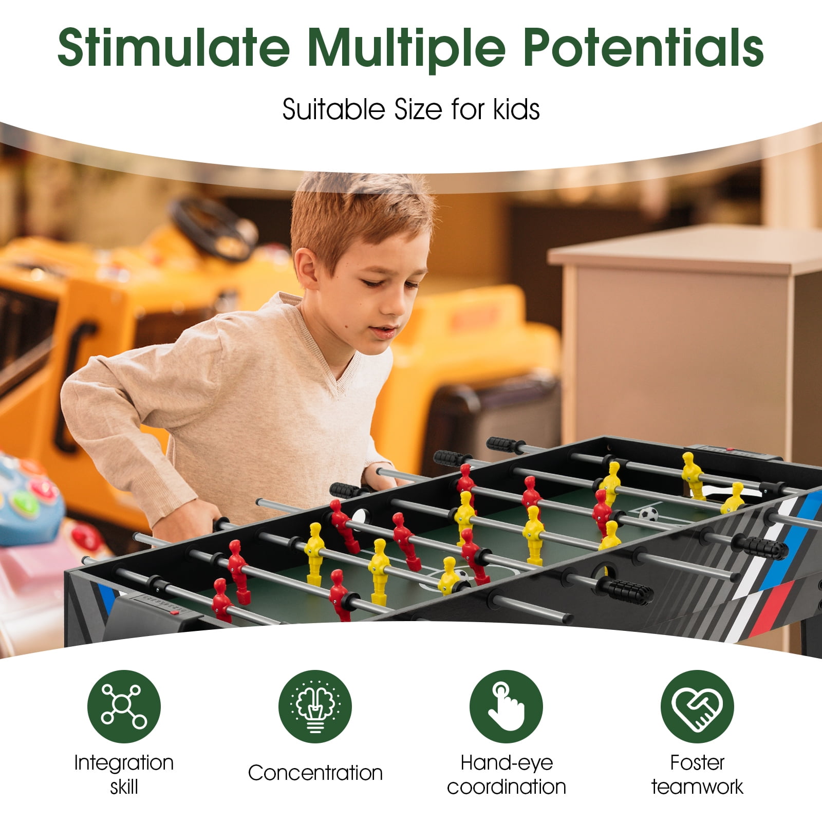 Costway 4-in-1 Combo Game Table 49" Foosball with Pool Billiards Air Hockey Table Tennis