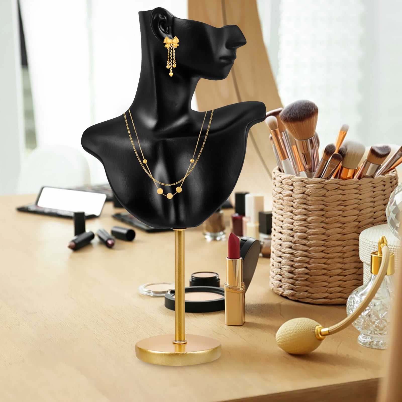 FRCOLOR Earring Necklace Rack Bust Mannequin Displaying Rack Jewelry Storage Stand