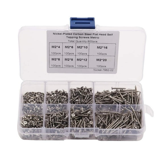 EASTIN 800PCS M2 Self Drilling Screw Assortment Kit 8 Sizes Stainless Steel Mini Drive Pan Head Tapping Wood Screws Fasteners Set