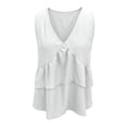 thumbnail image 4 of IWRICH Women's V Neck Ruffle Tank Tops Sleeveless Flowy Tiered Peplum Blouse Casual Summer Loose Fit Swing Cami Shirts White XL, 4 of 5