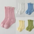 thumbnail image 5 of FAIWAD Baby Girls Mid Thigh Socks Ruffle Cute Solid Color Knitted Socks Princess Girls Stretch Comfy Soft Sock, 5 of 5