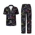 thumbnail image 5 of Yuyamidu Womens Pajamas Set 2 Piece Button Up Short Sleeve Pjs Casual Lounge Set V-Neck Notch Collar Top with Matching Long Pant, Music Pattern, 5 of 7
