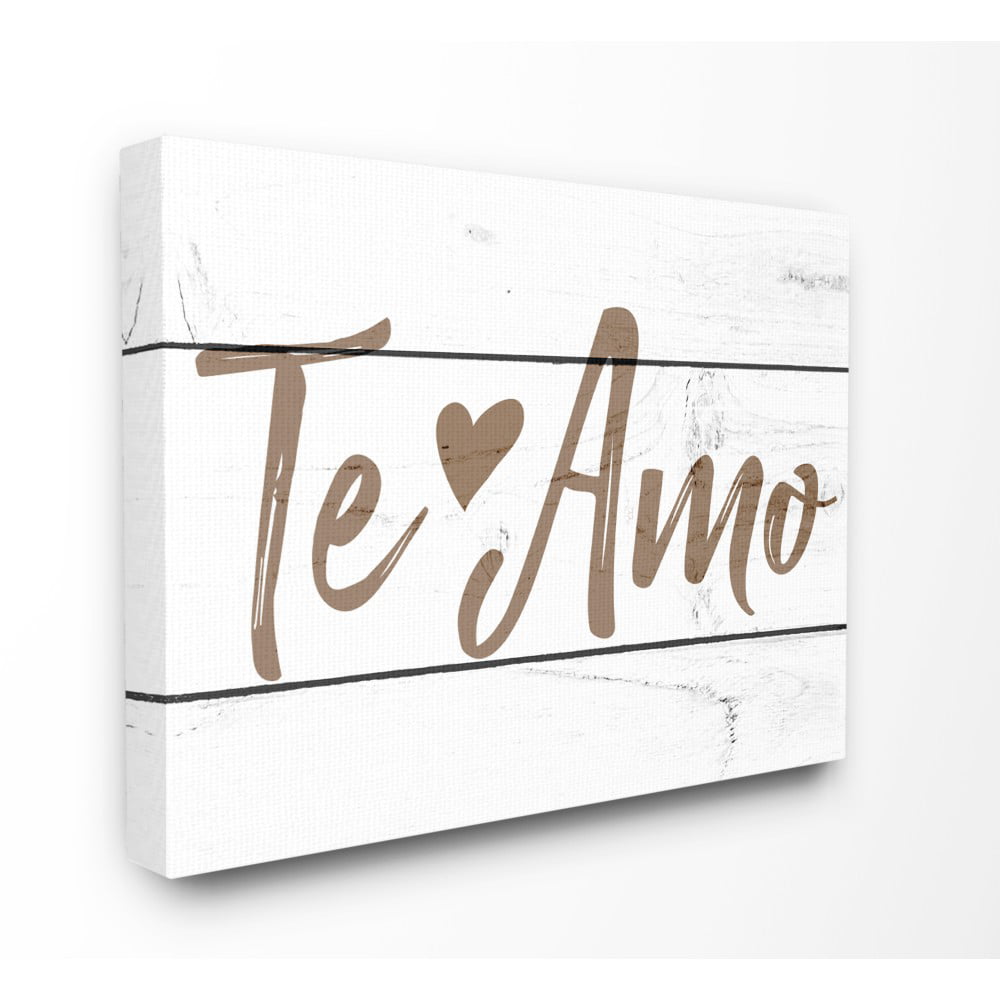 Stupell Industries Te Amo Romantic Rustic Grey Sign with Heart Wall Art 13 x 30