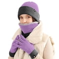 thumbnail image 3 of Warm Knitting Gloves Hat Three Piece Scarf Wool Reversible Color Ear Protector Winter Suit, 3 of 4