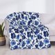 thumbnail image 3 of Fotbe Blue Ink Flowers Manta de Franela con Estampado, Manta Ultrasuave para Cama, Sofá, Auto, Hipoalergénica y Antibolitas-80"x60", 3 of 6