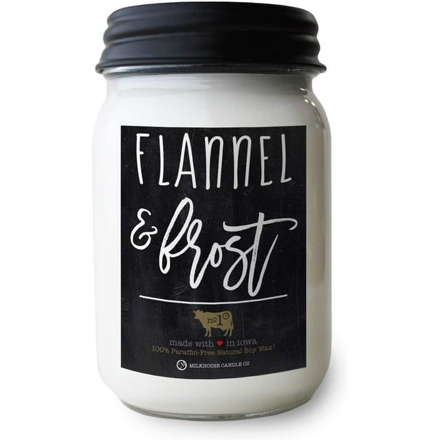 Milkhouse Candle Company, Farmhouse Collection, 13 Ounce Mason Jar, Flannel & Frost