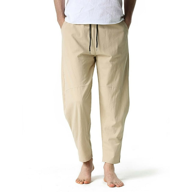 Pantalones largos para hombre, color liso, bolsillos, cuerda, moda, casuales, hermosos, pantalones para hombre
