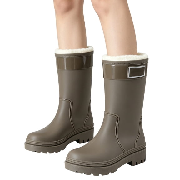 Willtoo Rain Boots for Women Lined Warm Waterproof Ankle Boots Anti-Slip Mud Shoes Thick Sole Wearable Water Shoes Rubber Outdoor Car Wash Shoes