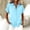 Blue, variant on Dweltoz Womens Short Sleeve Shirts Button Down Casual T-Shirts Loose Fit Blouses Business Work Solid Color V Neck Outfits with a Pocket,Red XL