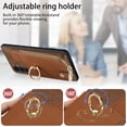 thumbnail image 5 of Decase Wallet Case for Samsung Galaxy A52 5G,Shockproof Rugged Phone Cover With 360° Rotatable Ring Kickstand & Back Zipper Card Pocket Cloth Fabric Hybrid PU Leather,for Women Men - Brown, 5 of 7